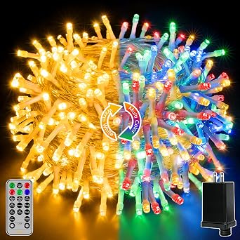 Ollny Christmas Lights, 66FT 200LED Christmas Tree Lights with 11 Modes Remote Control IP44 Waterproof Color Changing Outdoor Christmas Lights for Outside Indoor Patio Xmas Decorations