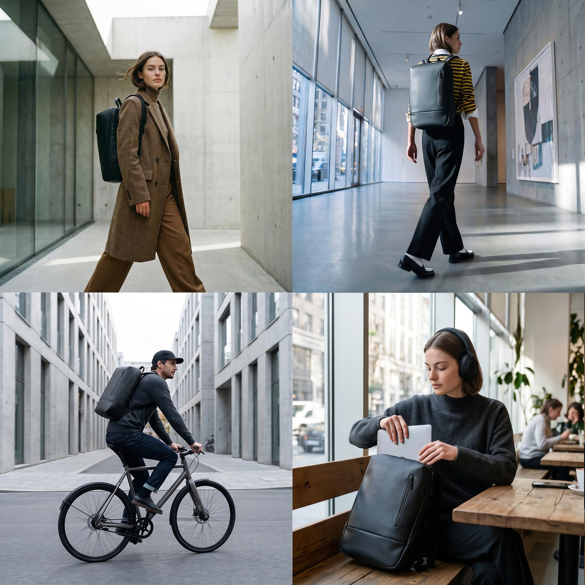 Commuter Rucksack mit durchdachtem Innenleben - wasserdicht aus recyceltem Material, mit Laptop-Fach (15,4") und Trolley-Fix Unisex Business Laptop-Rucksack elegant schwarz