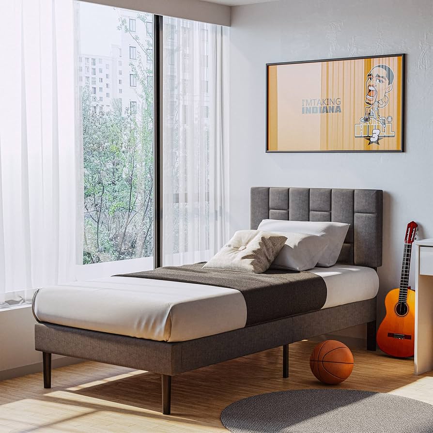 Amazon.com: LIKIMIO Twin Bed Frame with Headboard, Modern