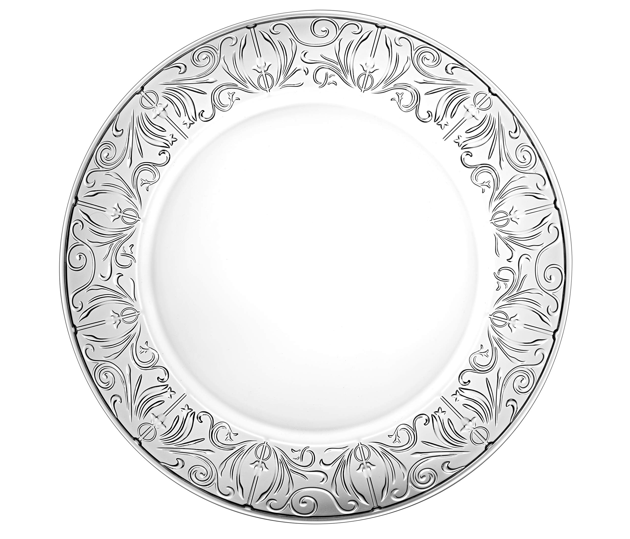 Barski Glass Charger - Plate - Crystal - Set of 2 - Beautiful Designed Border - 12.5