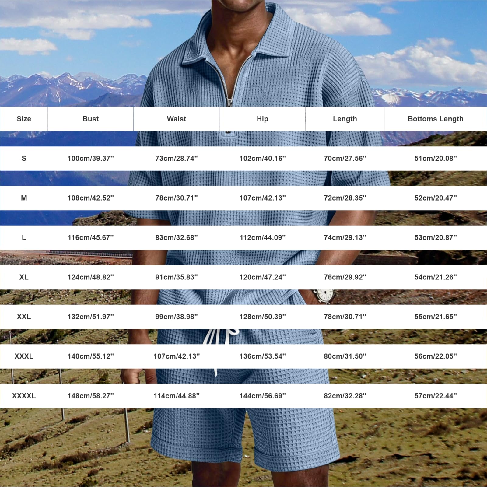 Generico Uomo Estivo Tuta Sportiva Coordinato 2 Pezzi Set Tessuto Waffle Leggero Polo e Pantaloncini Completino Palestra Abbigliamento Casual Elegante Vestiti Estivi
