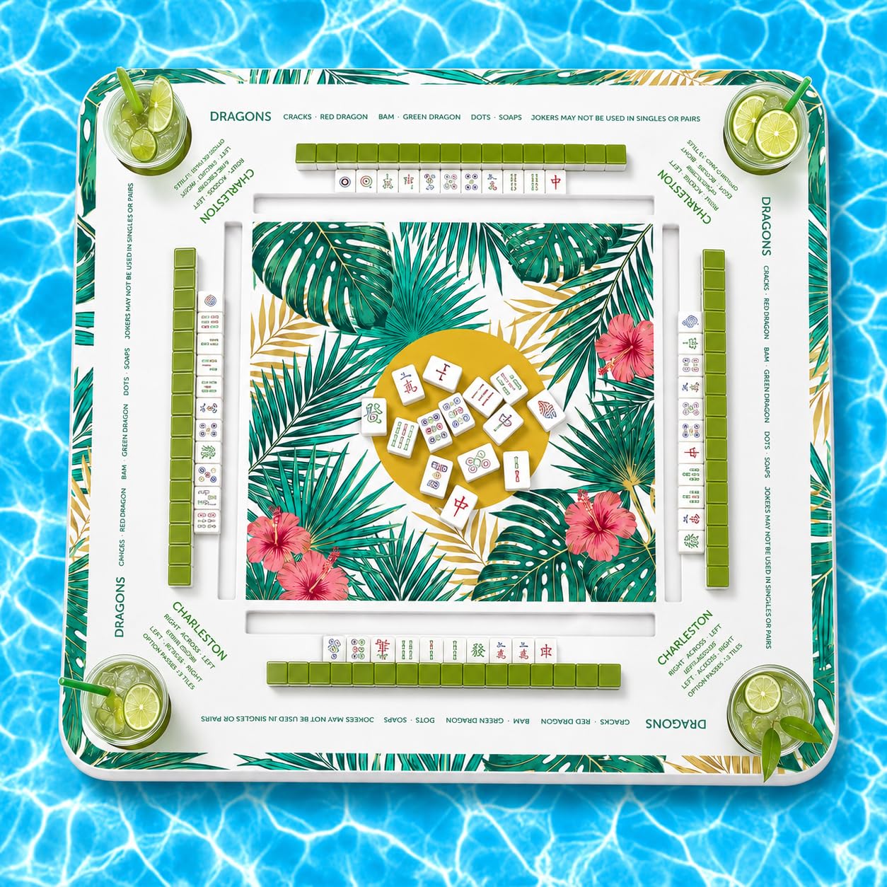 BVXVCB Mahjong Mat for Table – Non-Slip, Noise-Reducing & Silent Neoprene Game Mat, No Fold Marks,Ready to Use, Cover with Rules – Portable Mahjong (Green)