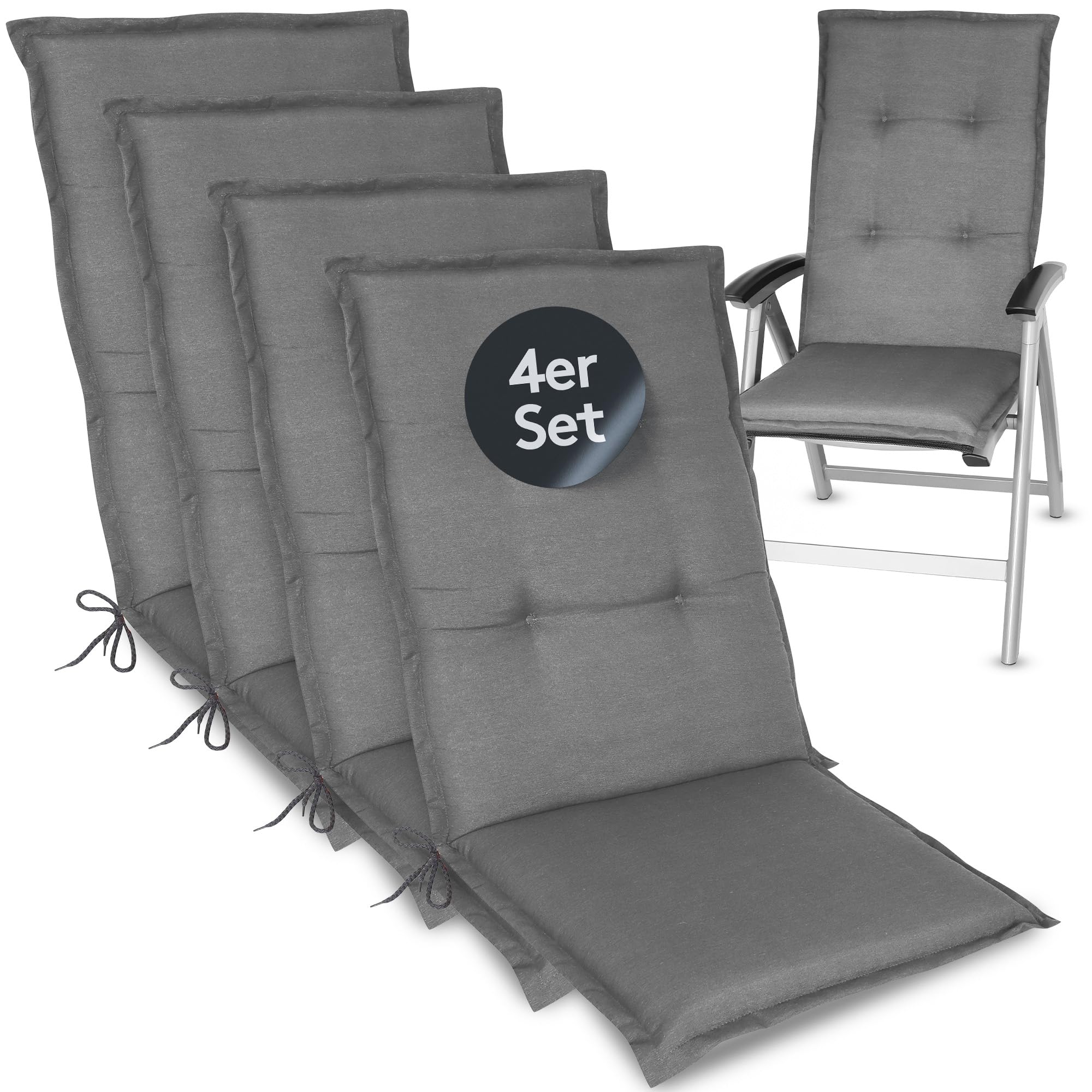 LILENO HOME Gartenstuhl Auflagen - Bequeme Liegen als Sitzauflagen für Gartenmöbel - Stuhlkissen für Gartenstühle und Klappstühle Flor