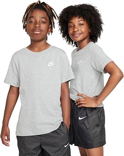 Nike Unisex Children's K NSW Tee Emb Futura Lbr Shirt (Pack of 1) 13 years Dk Grey…