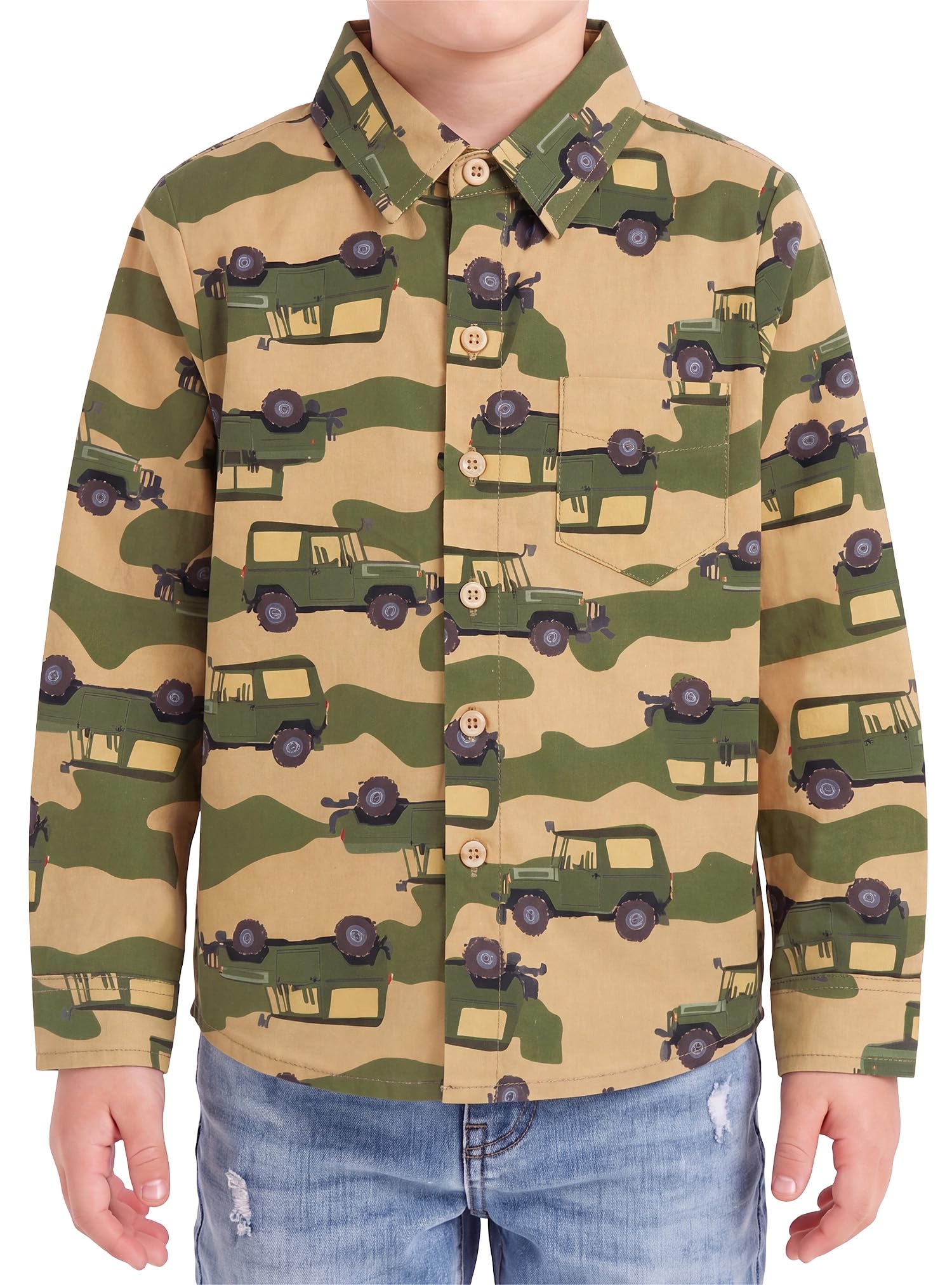 Boys Hawaiian Button Down Shirt, Pure Combed Cotton Short Sleeve Size 3-15Y
