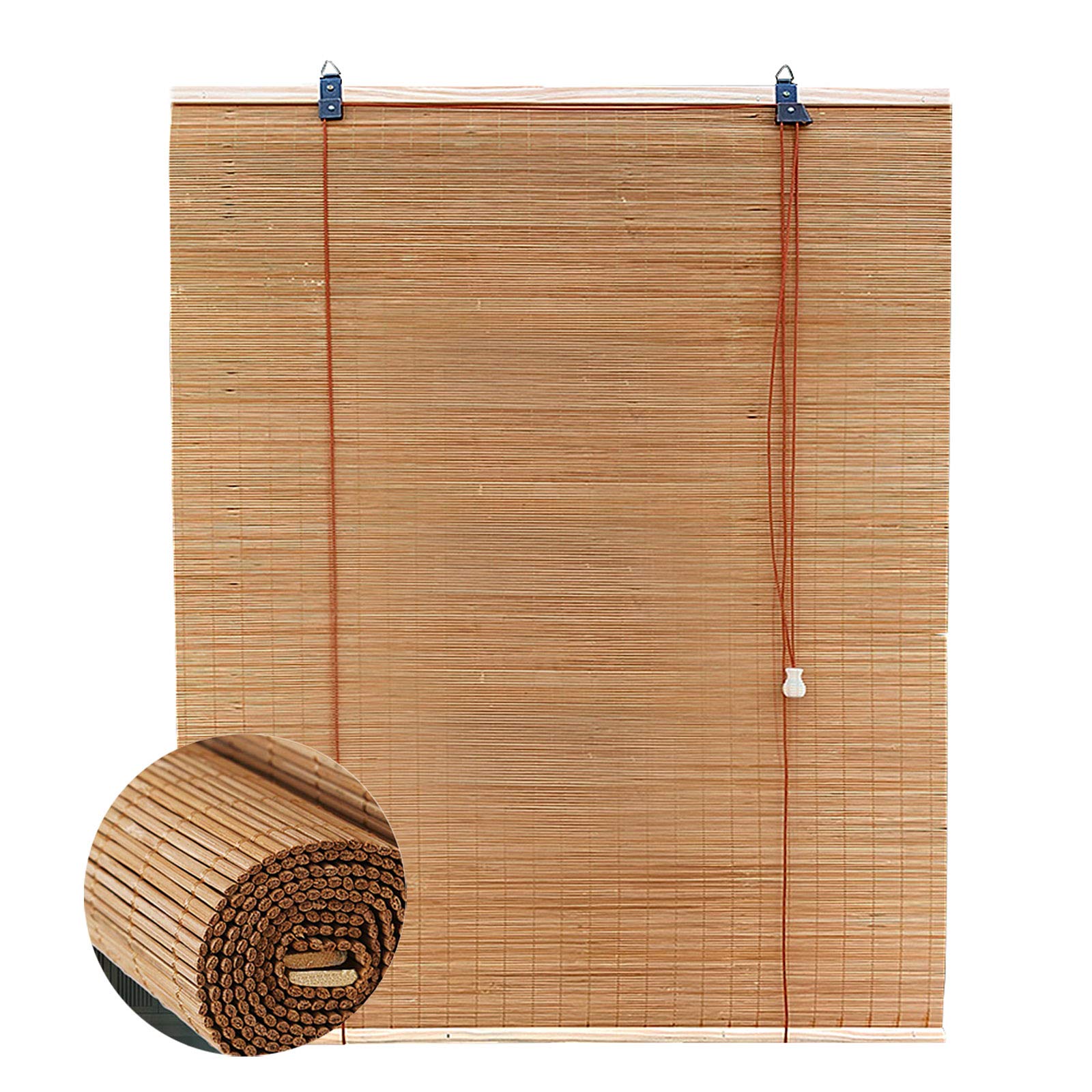 LMDX Bamboo Blinds Shade - Outdoor Roller Shades, No Drilling, Premium Natural Roman Blind - For Indoor Windows, Balcony, Kitchen, Custom Bamboo Curtain 120x225cm