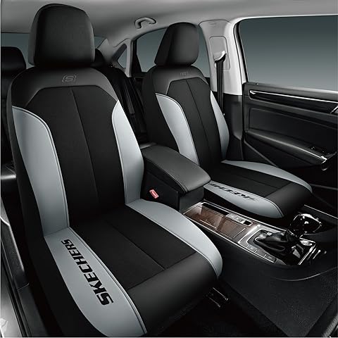 Skechers Car Seat Covers,GOGA Mat Oxford Cloth Seat Covers,Waterproof Car Seat Covers Front Seats,Automotive Universal Fit Seat Cover for Most Cars, Suvs, Trucks,Grey