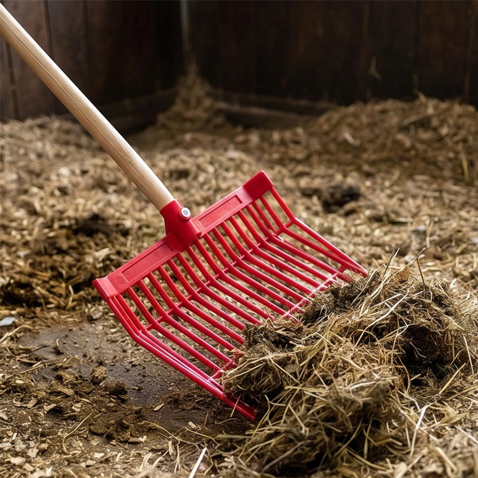 18 denti angolati fieni piazzole forcella costruzione forte plastica letame cavallo rastrelli per letame per cavalli a lungo termine plastica durevole rastrelli per letame cavallo