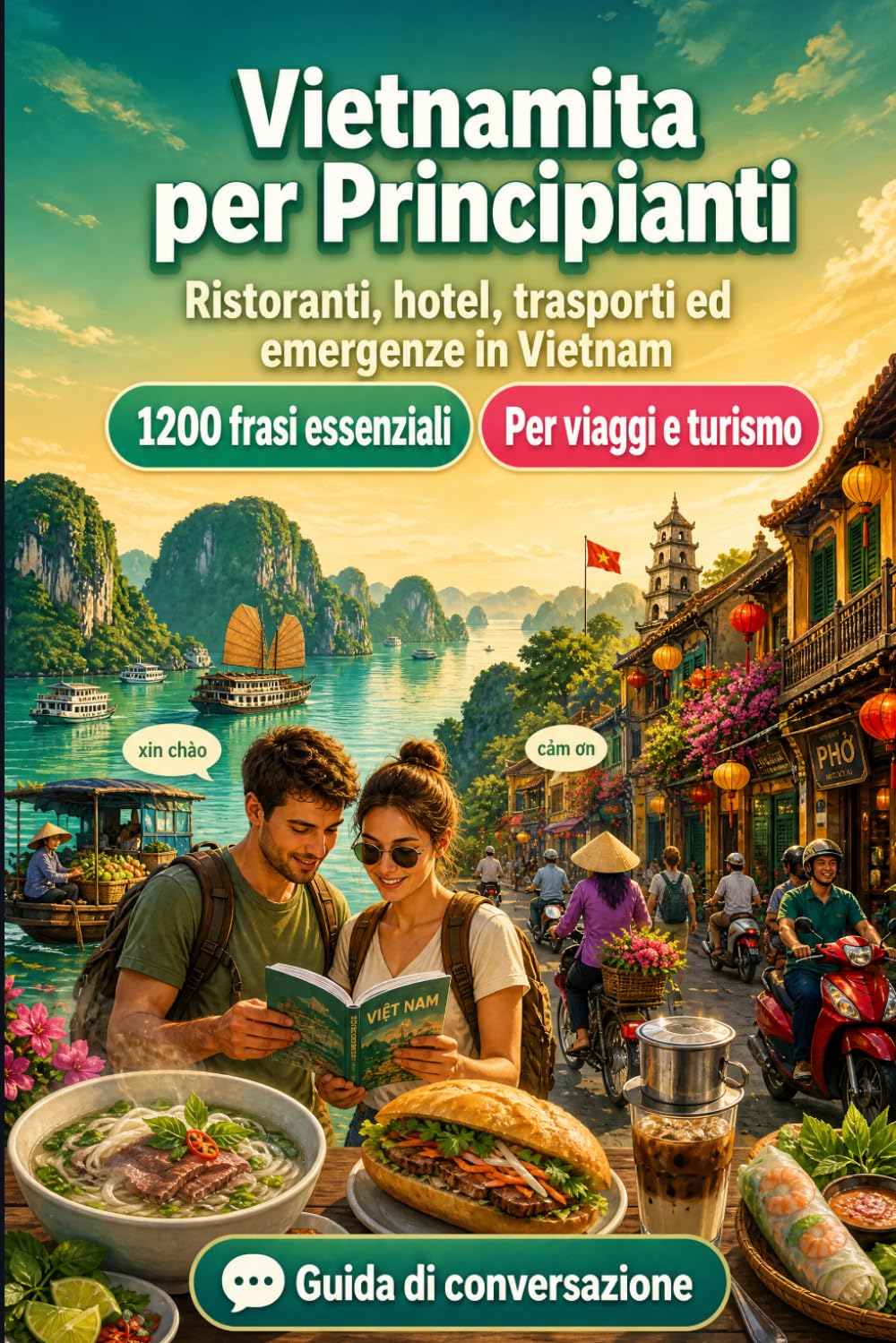 Vietnamita Per Principianti: 1200 frasi essenziali in Vietnamita per viaggiare: Guida facile alla pronuncia, conversazioni quotidiane, ristoranti, hotel, trasporti, shopping, emergenze
