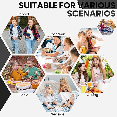 Miniatura 6 de Lonchera térmica para niños, bonita lonchera reutilizable para la escuela, picnic, regalos de cumpleaños para niños y niñas (negro)