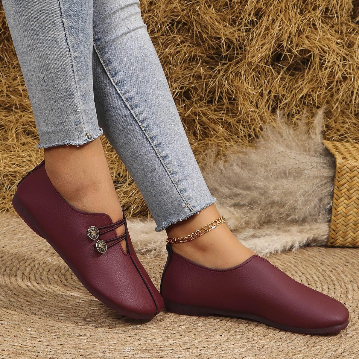 Scarpe ortopediche morbide e flessibili, mocassini retrò larghi da donna, mocassini morbidi e leggeri, punta tonda, scarpe piatte