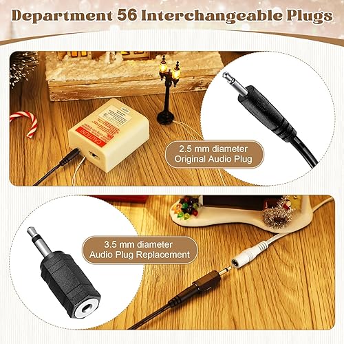 Miniatura 2 de Meonum Adaptador de CA CC compatible con accesorios Department 56 Village, adaptador de cable de alimentación de 3 V con 3 enchufes negros