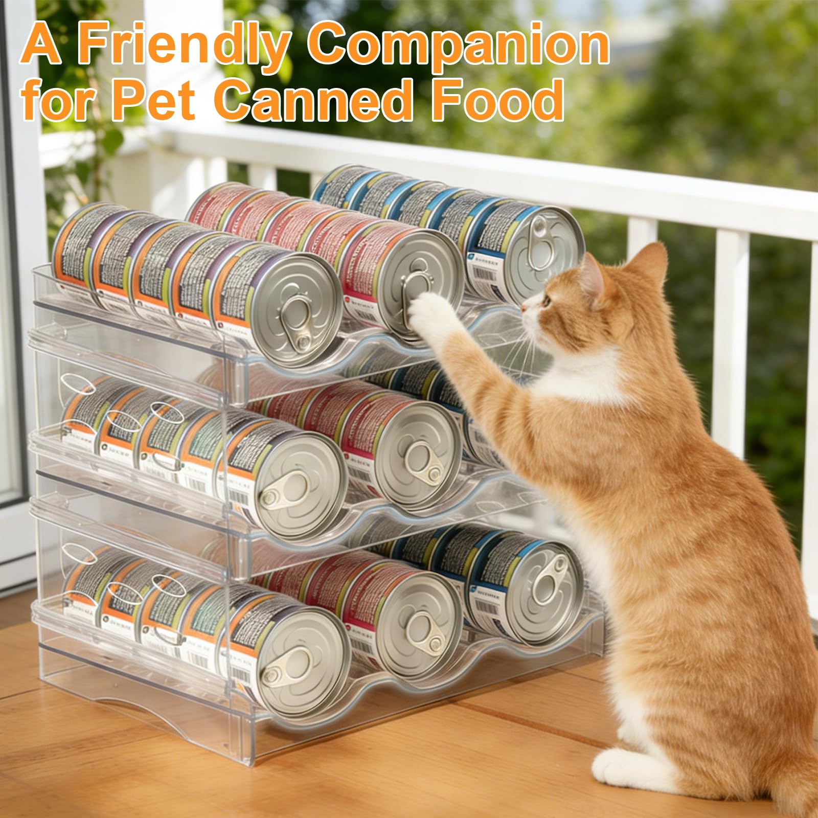 Organizador de Alimentos para Gatos, Organizador de Latas de Comida para Gatos para Despensa Estante de Almacenamiento de Alimentos Húmedos para Nevera, Armario, Cocina (3 Capas)