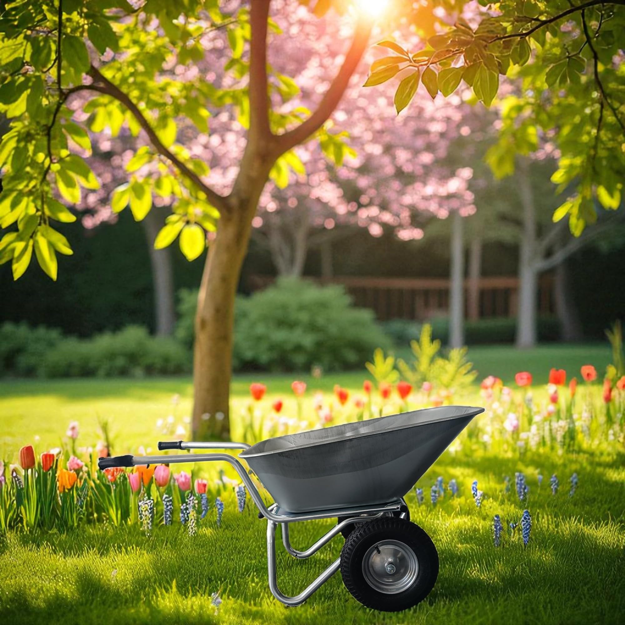 Schubkarre Kippkarre Agro 200L bis 250kg Luftreifen mit Stahlfelge verzinkt kippbare Schubkarre 200 Liter Garten Bauschubkarre Gartenschubkarre Kipp japaner 2-Rad 400-8 Silber 4PR Luft