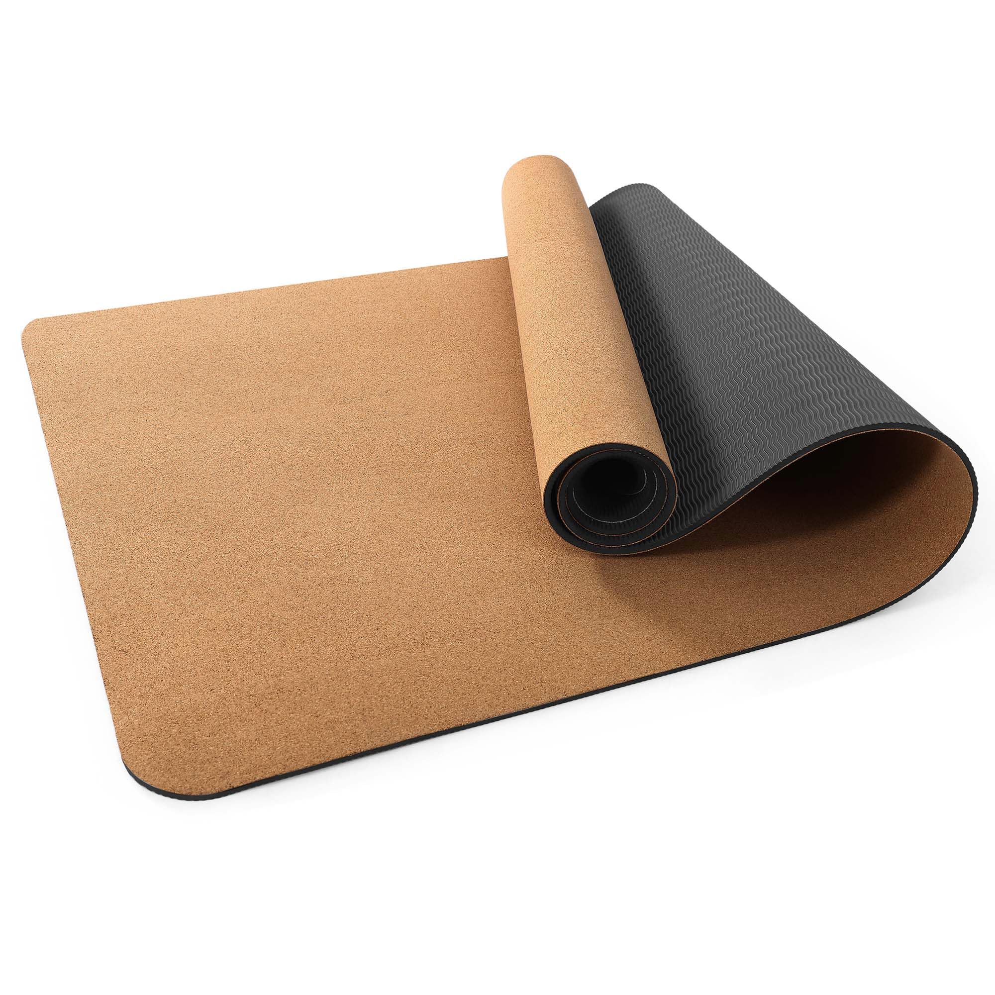 Tappetino da yoga in sughero di alta qualità, spessore 182,9 x 66 cm, spesso sughero e TPE antiscivolo, per donne e uomini, a prova di sudore, ecologico, ideale per hot yoga e allenamenti