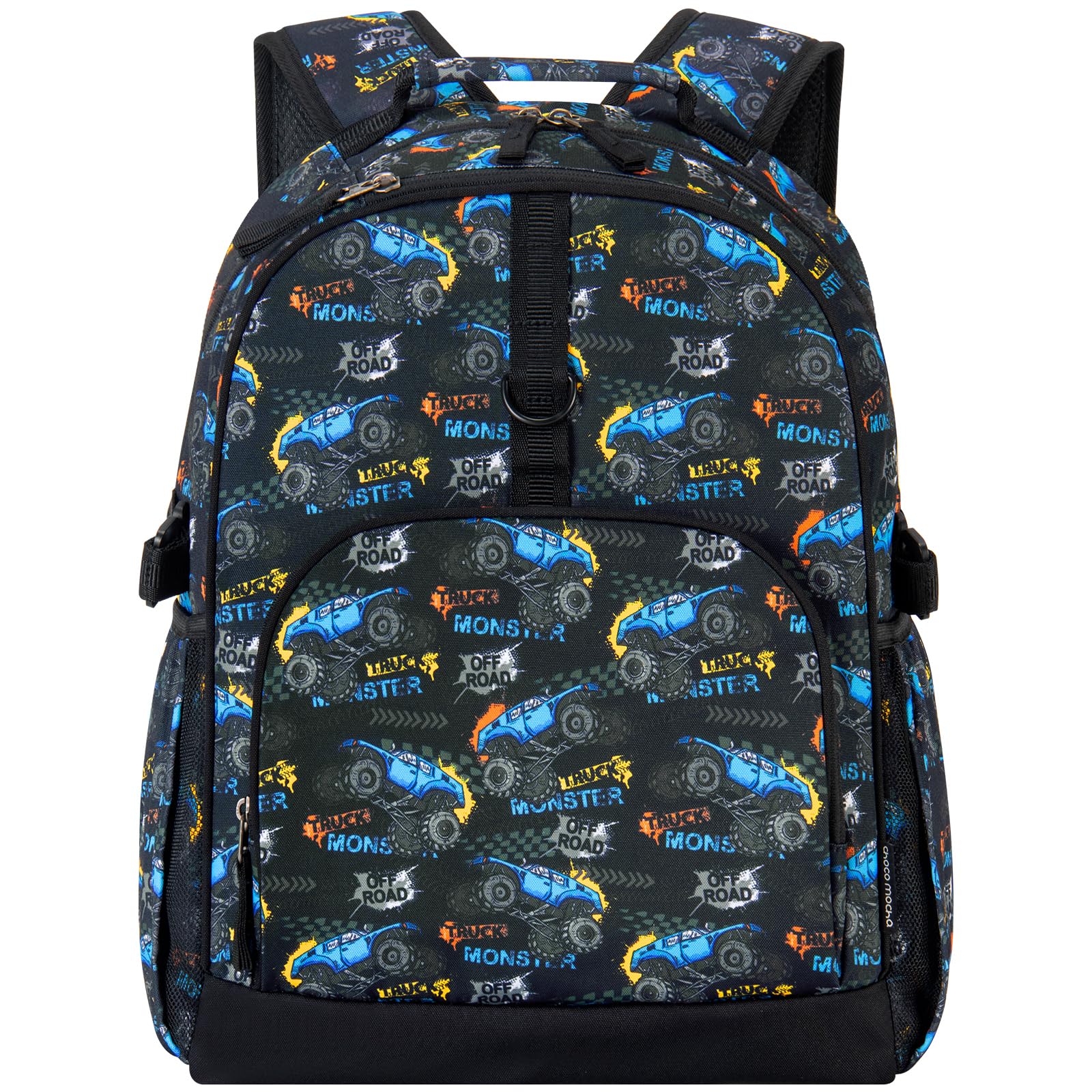 Choco Mocha Truck Backpack for Boys, Kindergarten Backpacks for Boys Backpack Ages 6-8, Boy Elementary School Bookbag 17 Inch, Black