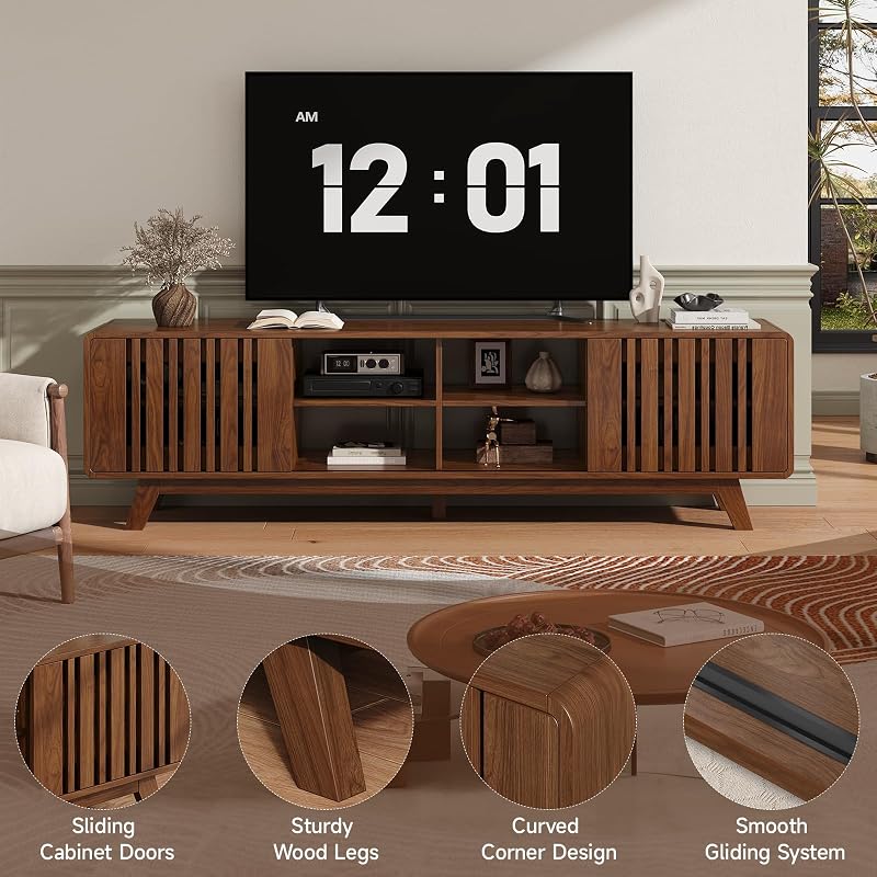 ONBRILL 70" TV Stand for TV Up to 85", Mid-Century Modern Television Stand image 4