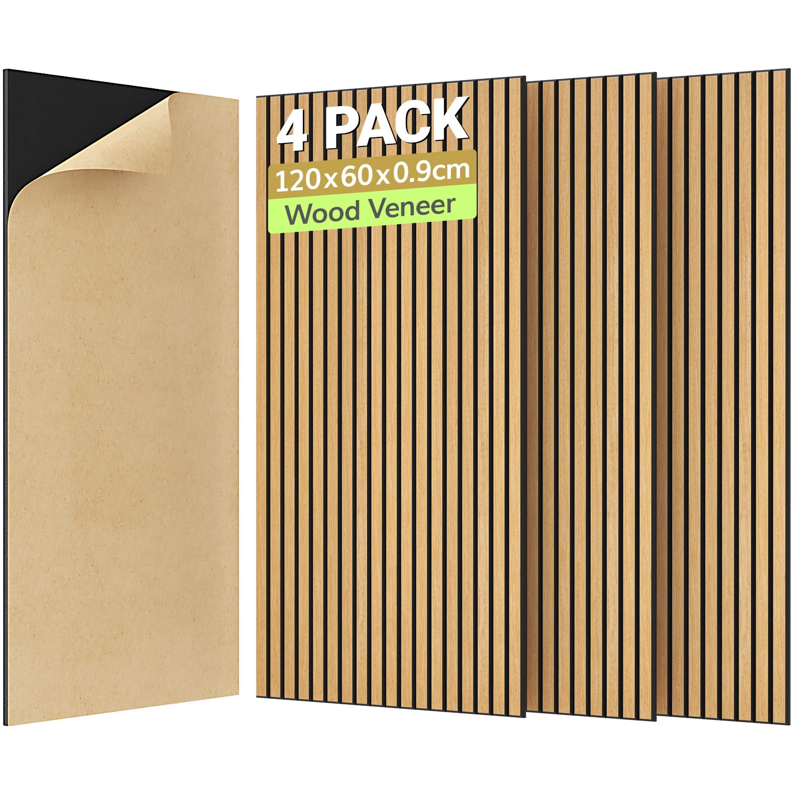 TONOR 4 Pack Large Acoustic Panels,47.2'' x 23.6'' x 0.35'' Acoustical Wall Panel, Self-Adhesive Sound Proof Panels, Decorative Soundproof Wall Panels for Echo Absorption for Home Studio Office, Oak