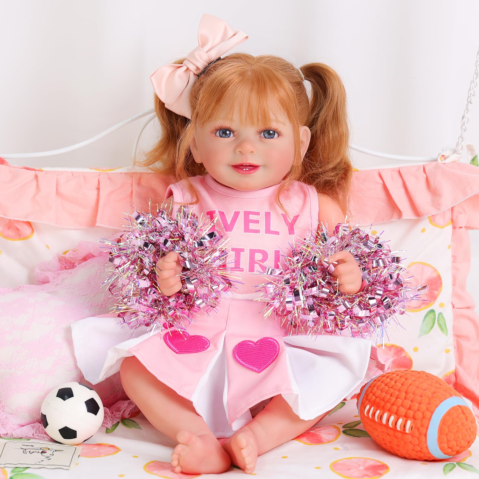 BABESIDE Lifelike Baby Doll - 20 Inch Realistic Reborn Baby Doll with Long Hair, Cute Soft Body Reborn Dolls Girl with Suit Accessories for Kids 3+