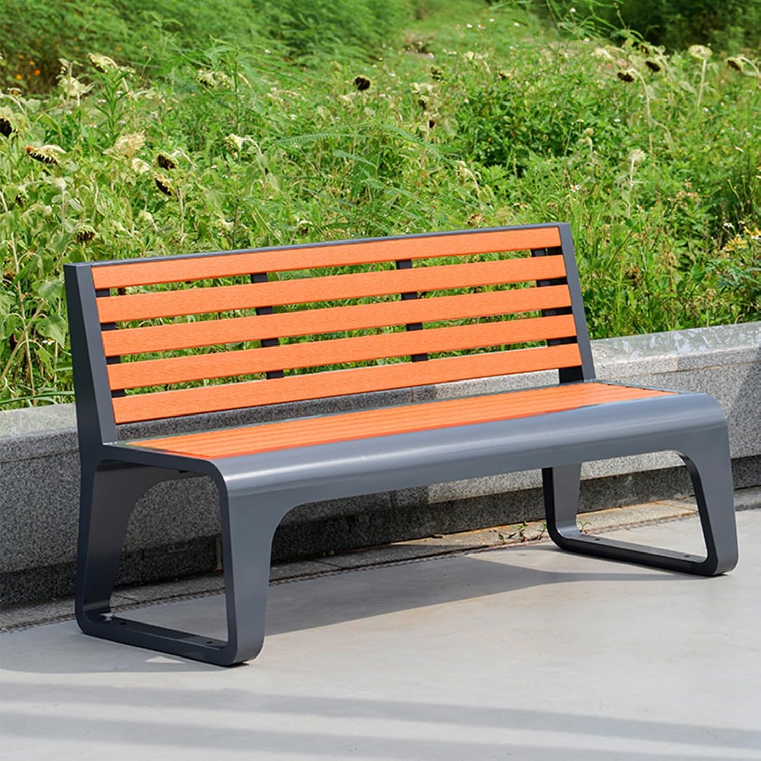 YUZES Metal Garden Bench,Weatherproof Outdoor Patio Bench,Park Bench Outside 2-3-Seater for Yard,Lawn, Porch,Patio,Loveseat Chair,Bench Chair with Back