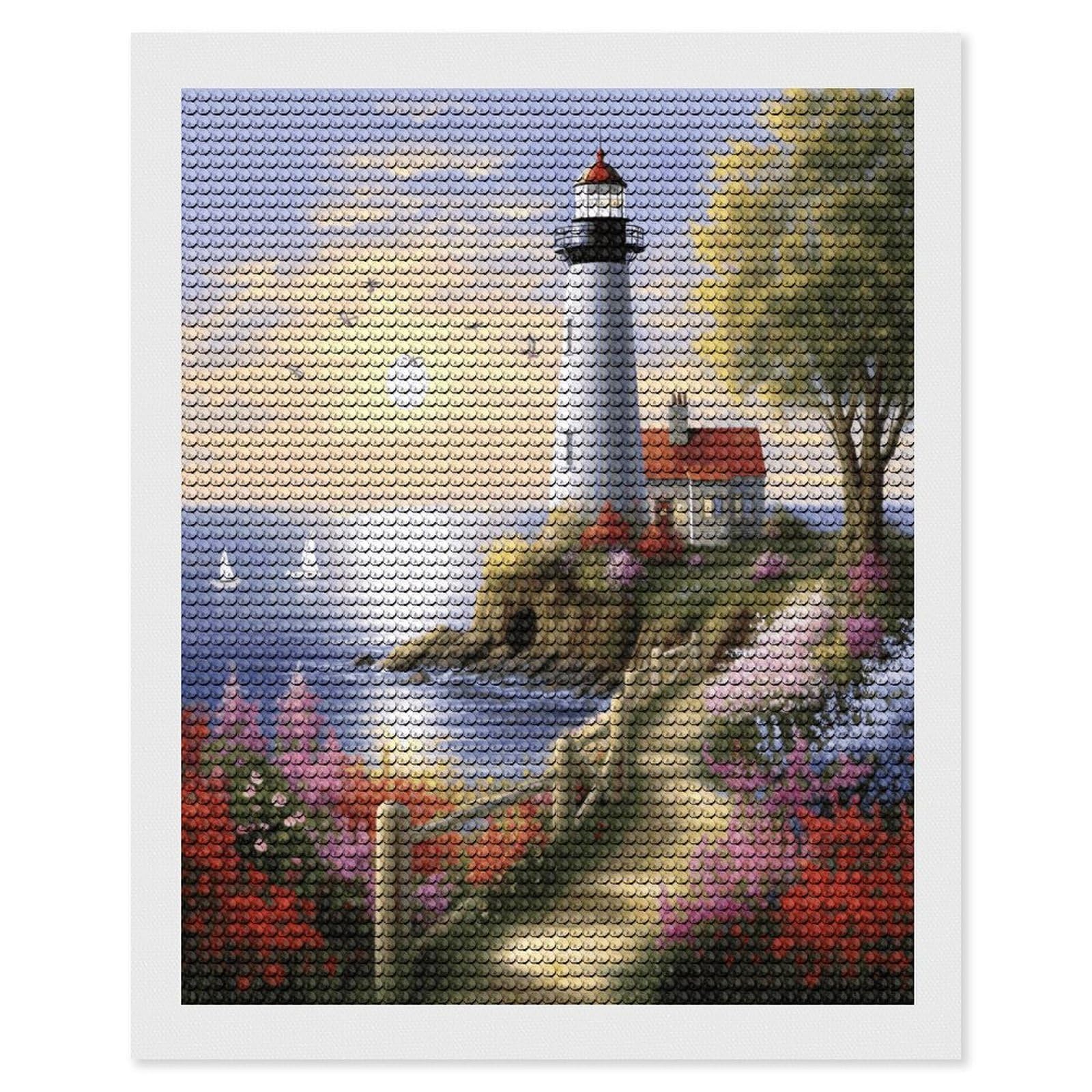 VstaDank Lighthouse Diamond Painting Diamond Painting Kits Exquisite DIY Full Round Drill Diamond Dots Painting for Adults Beginner Diamond Photo Paint with Diamond Picture Art Wall Decor 16"x20"