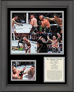 HOFSM.COM Hall of Fame Sports Memorabilia Framed Max Holloway BMF Championship vs Justin Gathje UFC 300 MMA 11""x14"" Thre...