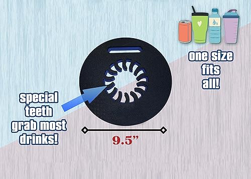 Miniatura 2 de Polar Whale 6 soportes universales para vasos flotantes azules y negros para bebidas, piscina, playa, espuma duradera de 9.5 pulgadas que se adapta