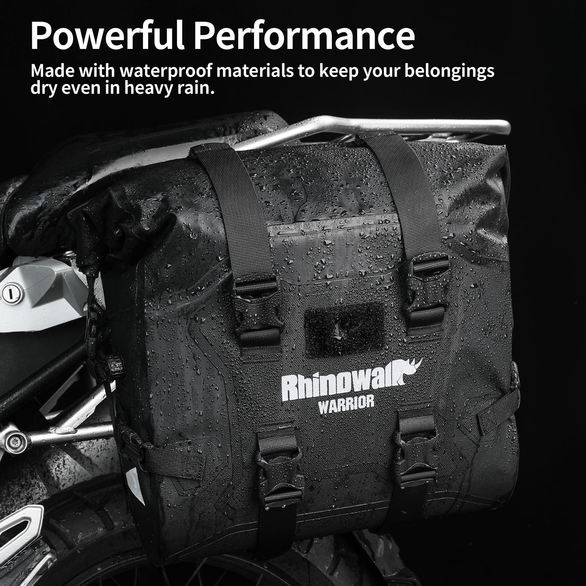 Rhinowalk Bolsa portaequipajes para moto, 24 – 42 L, impermeable, con motor