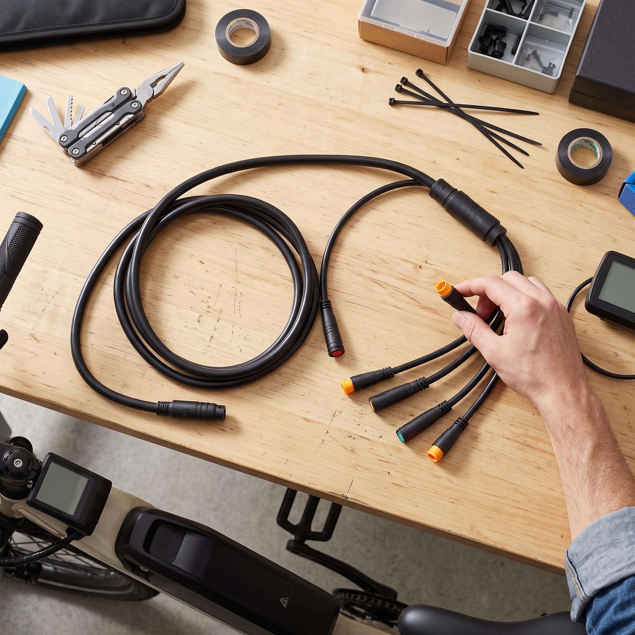 RiToEasysports Câble de Vélo électrique, 1 à 5 Connecteurs de Câble de Batterie au Lithium de Vélo Contrôleur Lampe Frein Affichage Accélérateur pour Vélo électrique