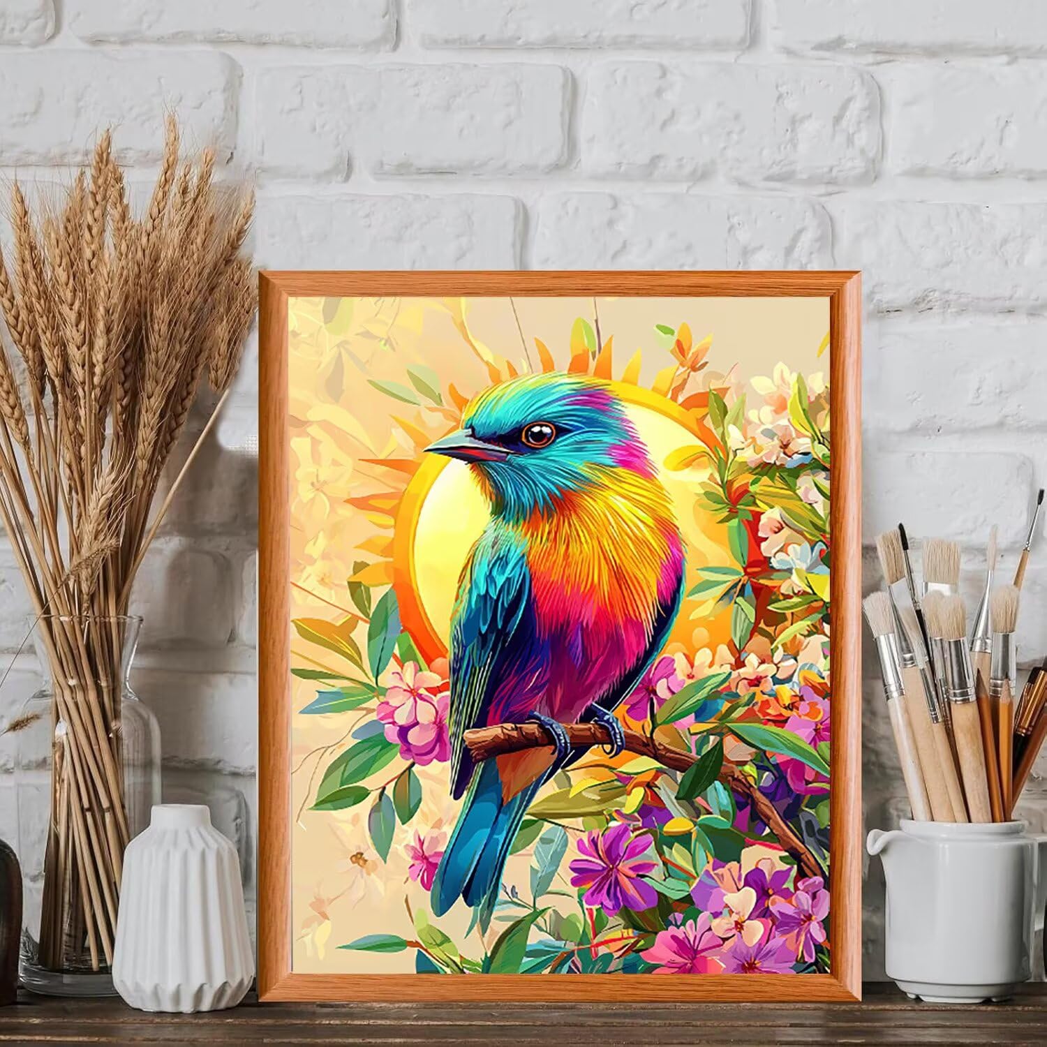Zestaw do malowania według numerów dla dorosłych - Kolorowy ptak - 70x90cm v-58 | Pigment akrylowy - początkujący dorośli łatwe na płótnie - nieoprawione - farba do dekoracji ścian w domu