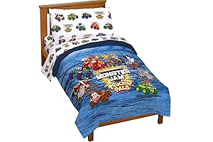 Jay Franco Monster Jam Truckin' Pals 4 Piece Toddler Bedding Set: Adventure Awaits!