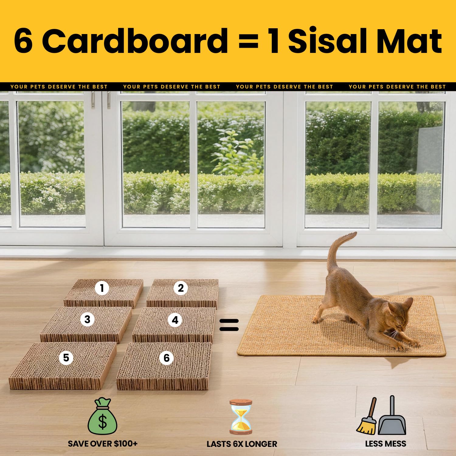 Cat Scratcher Mat,Sisal Cat Scratch Pad Rug,Wall Scratchers for Indoor Kitten Scratching&Stretching,Furniture Protector for Post&Sofas&Couch&Carpets&Floor,Kitty Bithday Gifts,Medium,Brown - image 4