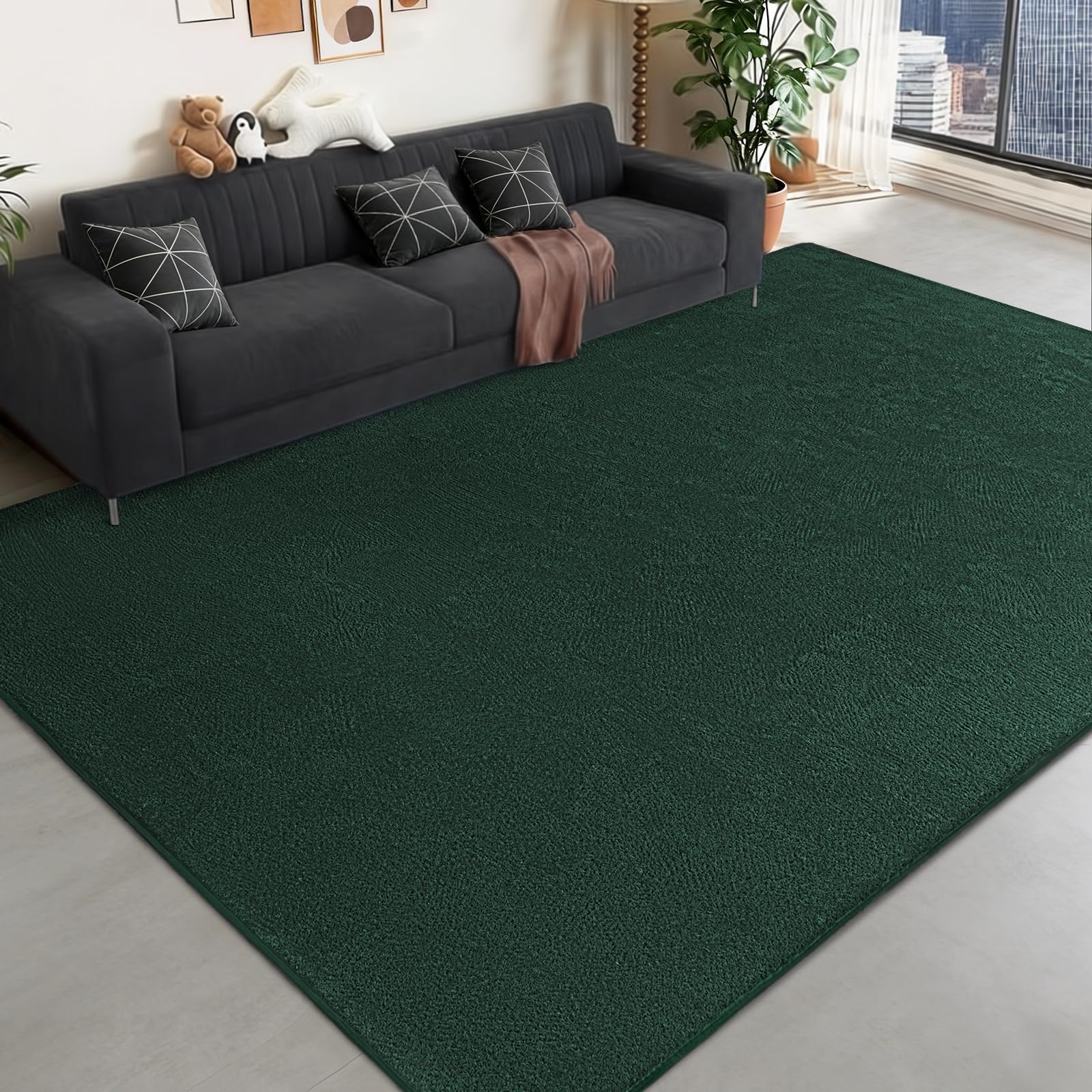 Photo 1 of QDUIDU Large Area Rugs for Living Room Bedroom 8x10 Dark Green Rug Soft