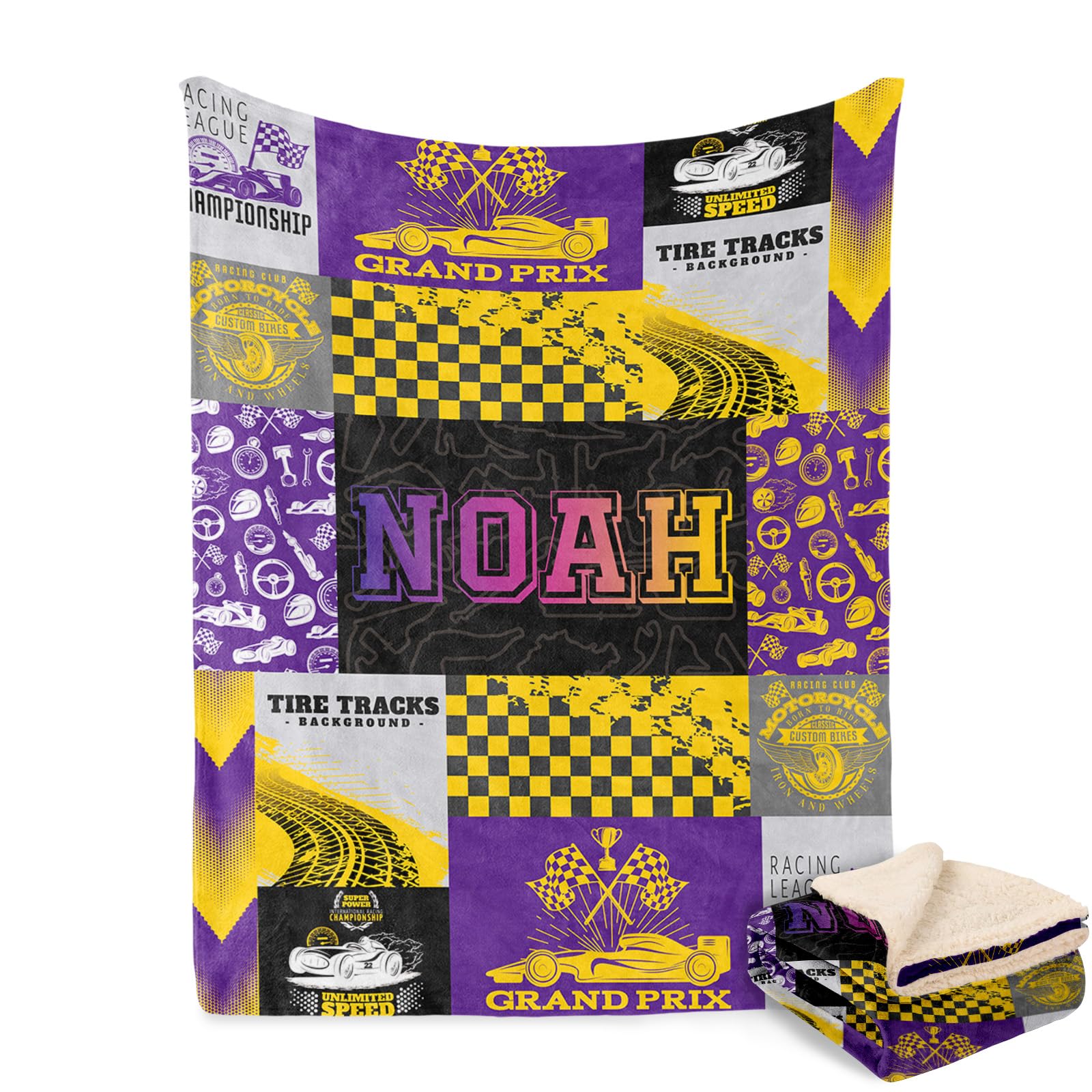 Couverture personnalisée enfants cadeau d'hiver moelleux motif course auto