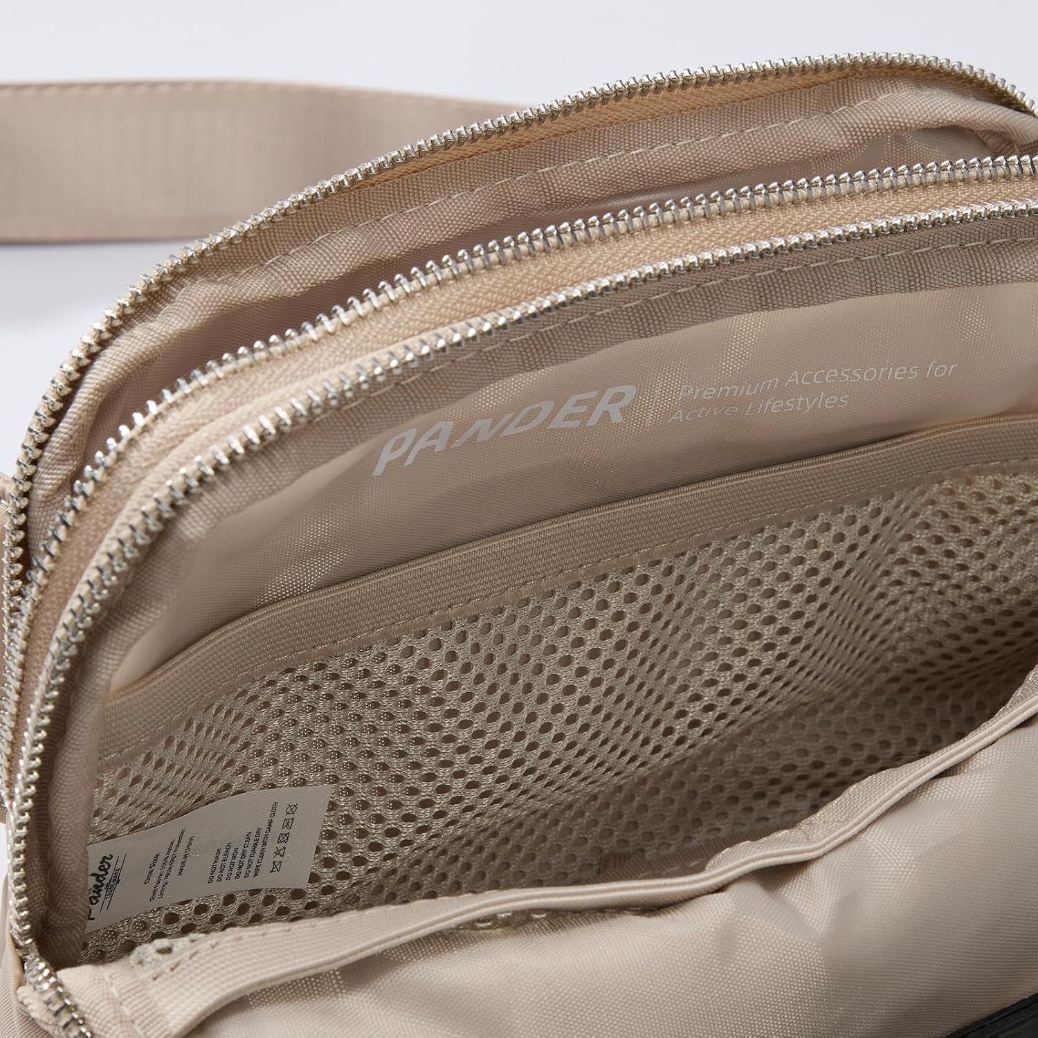 Pander Everywhere Belt Bag for Women, 5 Zipper Pockets Nylon Crossbody Fanny Pack Purse (Raw Linen). - Image 7