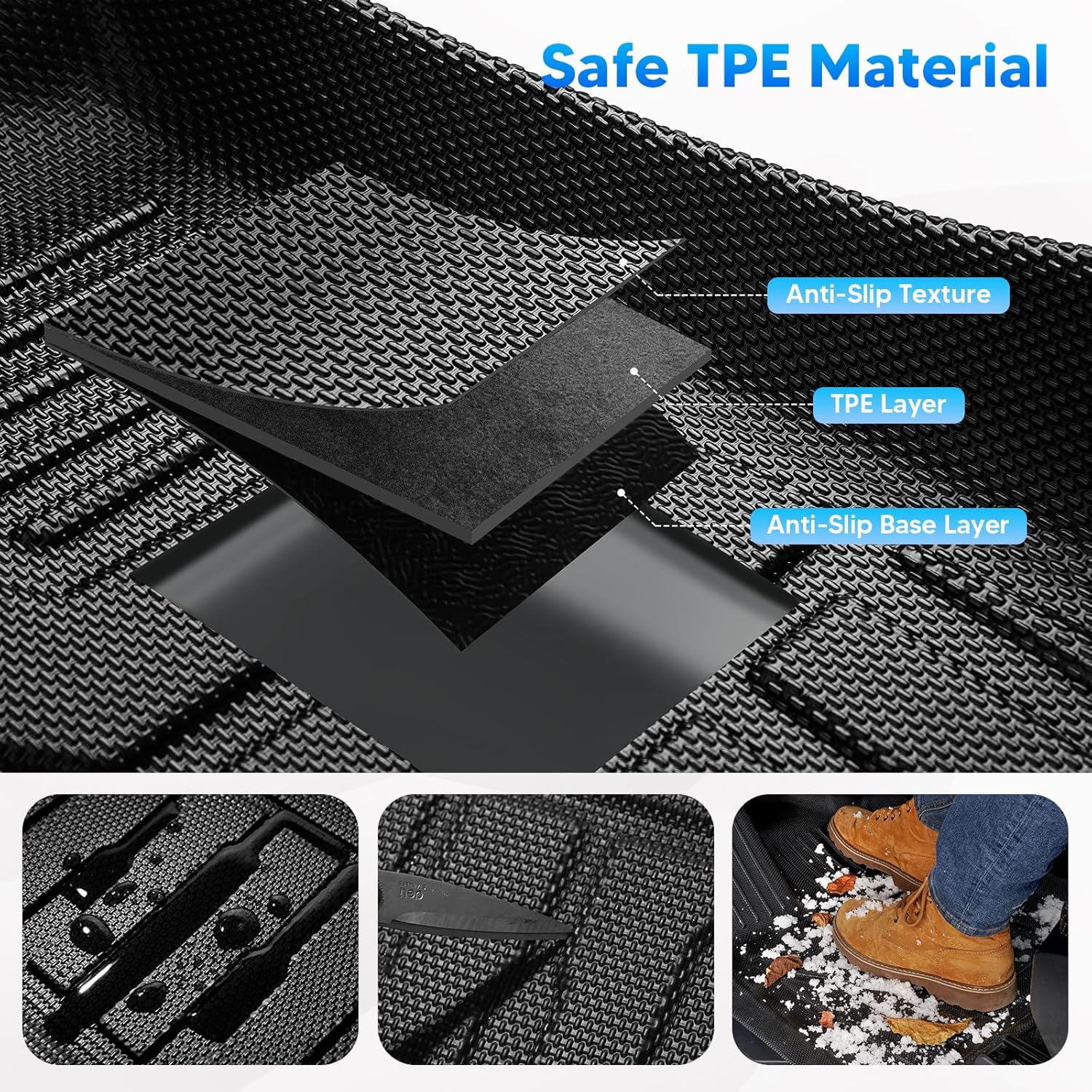 Floor Mats & Cargo Liner for 2018-2025 Jeep Wrangler JL Unlimited 4X4 4 Door Accessories Backrest Mat 2 Row Liner Set All Weather TPE 3D Cargo Mat for Wrangler JL Accessories 6PCS(Not for 4XE)