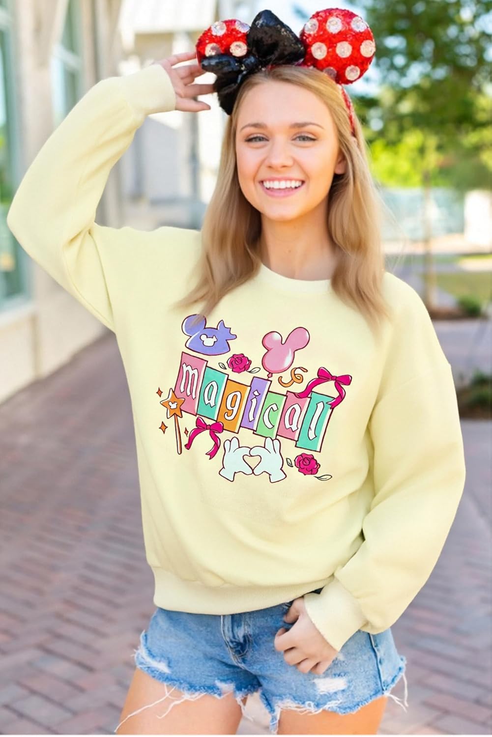 UNIQUENOE Magic Kingdom Sweatshirts for Women Magical Tshirt Family Vacation Tee Castle Graphic Long Sleeve Tops - Image 5
