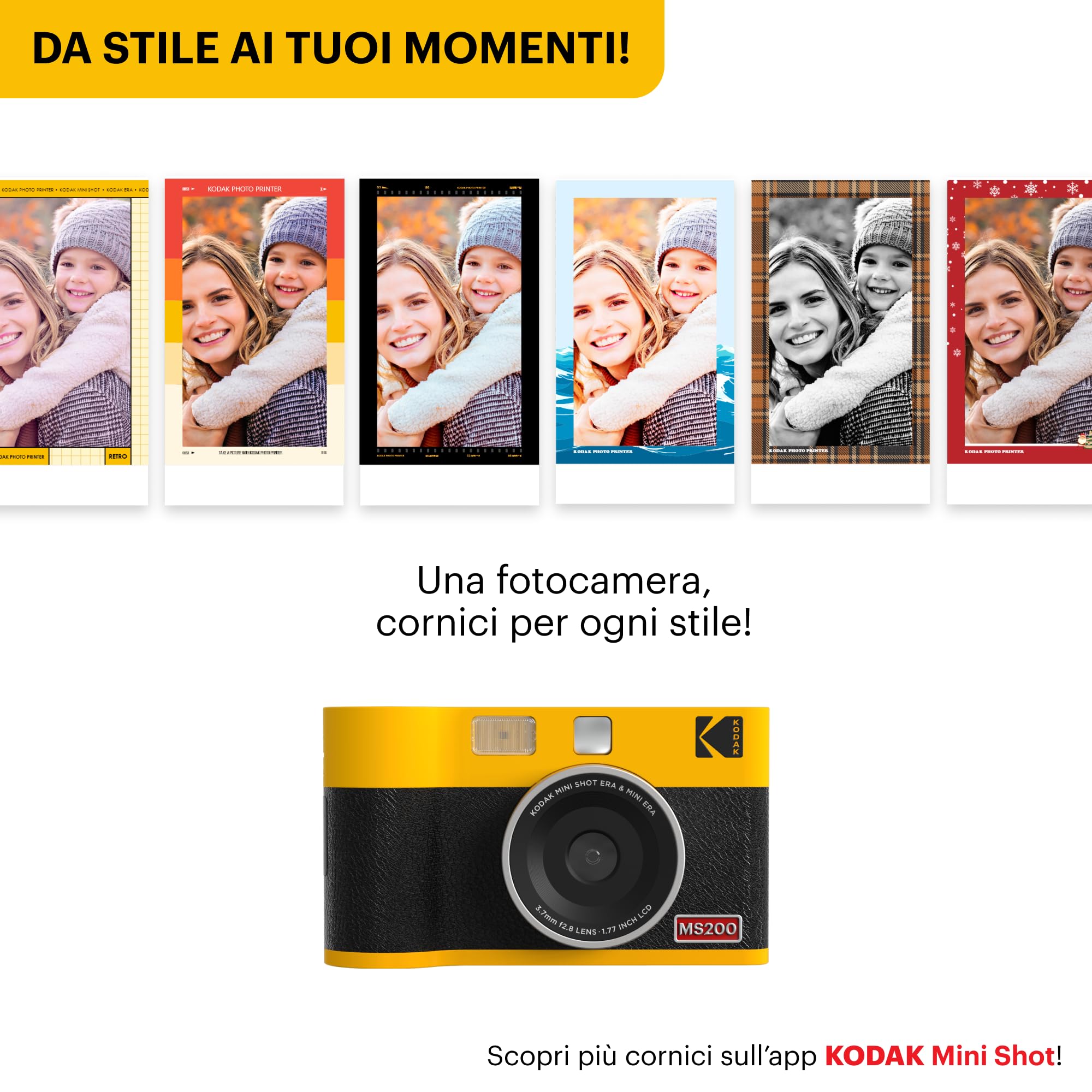 KODAK Mini Shot 2 Era 4PASS 2-in-1 Fotocamera Istantanea & Stampante Fotografica (Fotocamera Istantanea + 8 Fogli inclusi + Pacchetto 30 Fogli, Nero)
