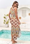 WNEEDU Women Summer Dress Maxi Casual Loose Beach Sundresses V Neck Sleeveless Dresses with Pockets