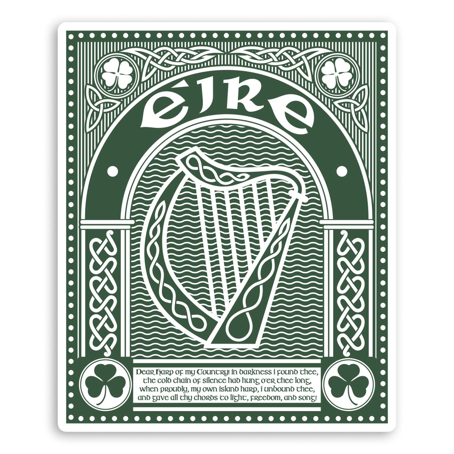 2 x 10cm Eire Ireland Vinyl Stickers - Celtic Irish Harp Luggage Sticker #31635 (10cm Tall)