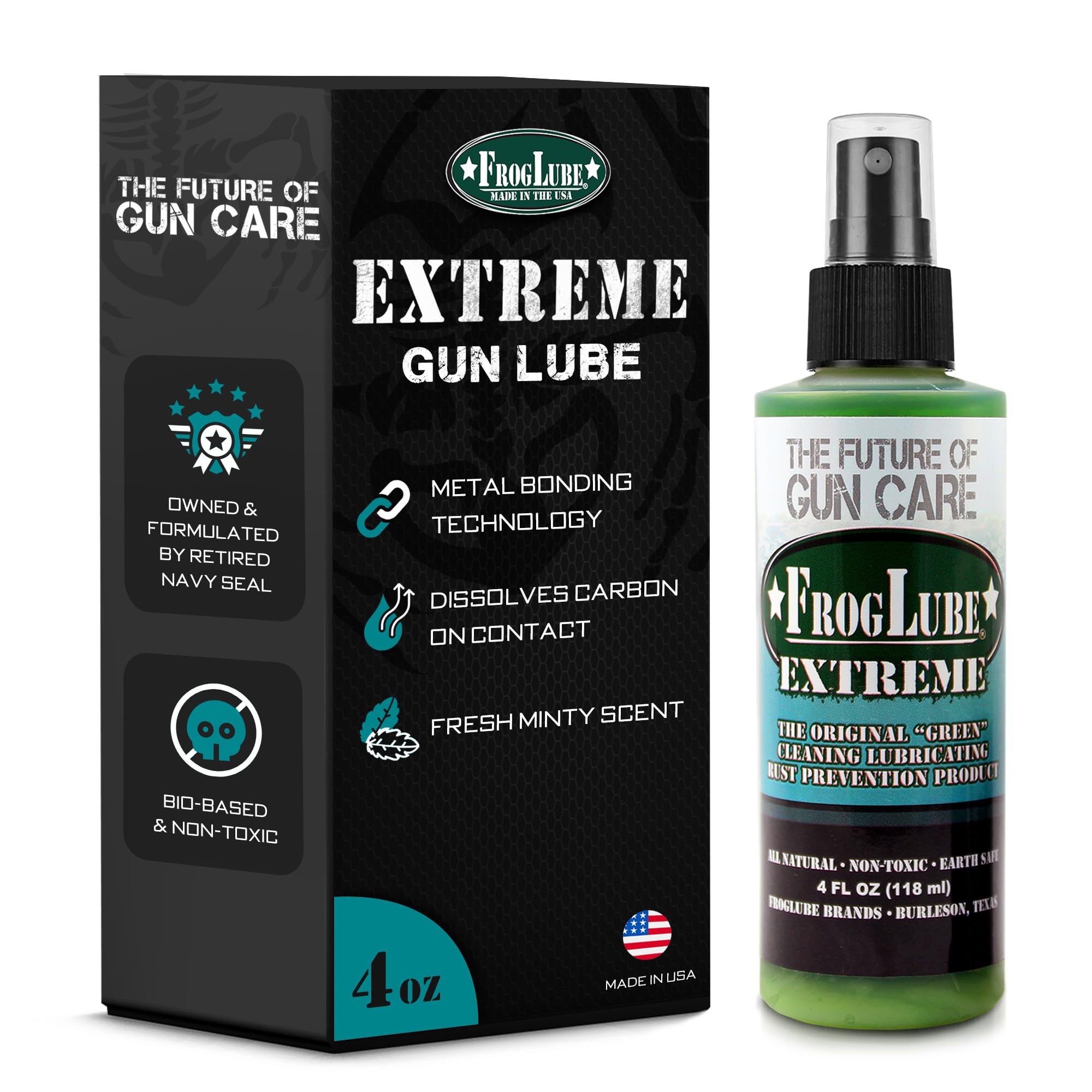 FrogLube Extreme Gun Lube - Metal Bonding Gun Lubricant - Prevents Carbon & Fouling - Gun Oil Lubricating Formula - Bio Based - Non-Toxic Gun Lubricating Oil - Developed by Retired Navy Seal (4oz)