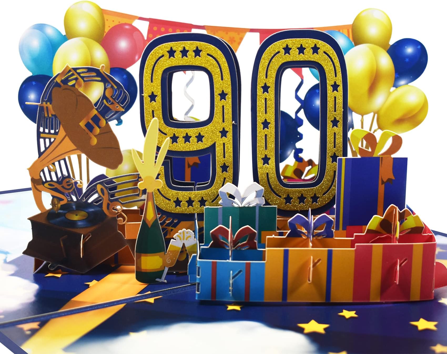 3D Pop-Up Geburtstagskarte – Mit Schmetterlingen & Ballons, In Schwarz-Gold, Inkl. Umschlag & Nachrichtenkarte