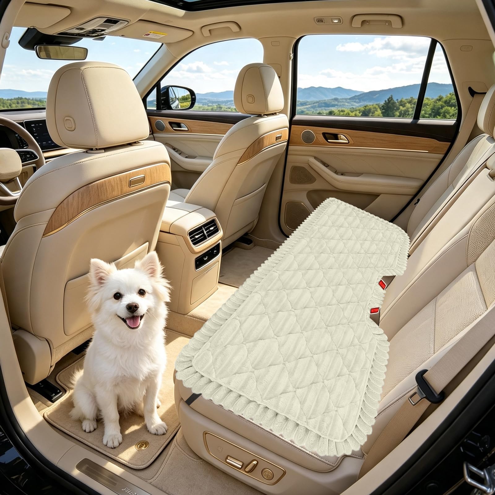 SYLC Dog Bed for Car Back Seat, Non-Slip Car Seat Cushion Cover Soft Plush