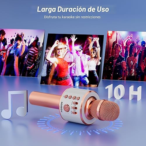 Miniatura 5 de BONAOK - Micrófono inalámbrico Bluetooth Karaoke, 3 en 1; máquina altavoz de micrófono de karaoke portátil de mano para fiesta de cumpleaños en casa