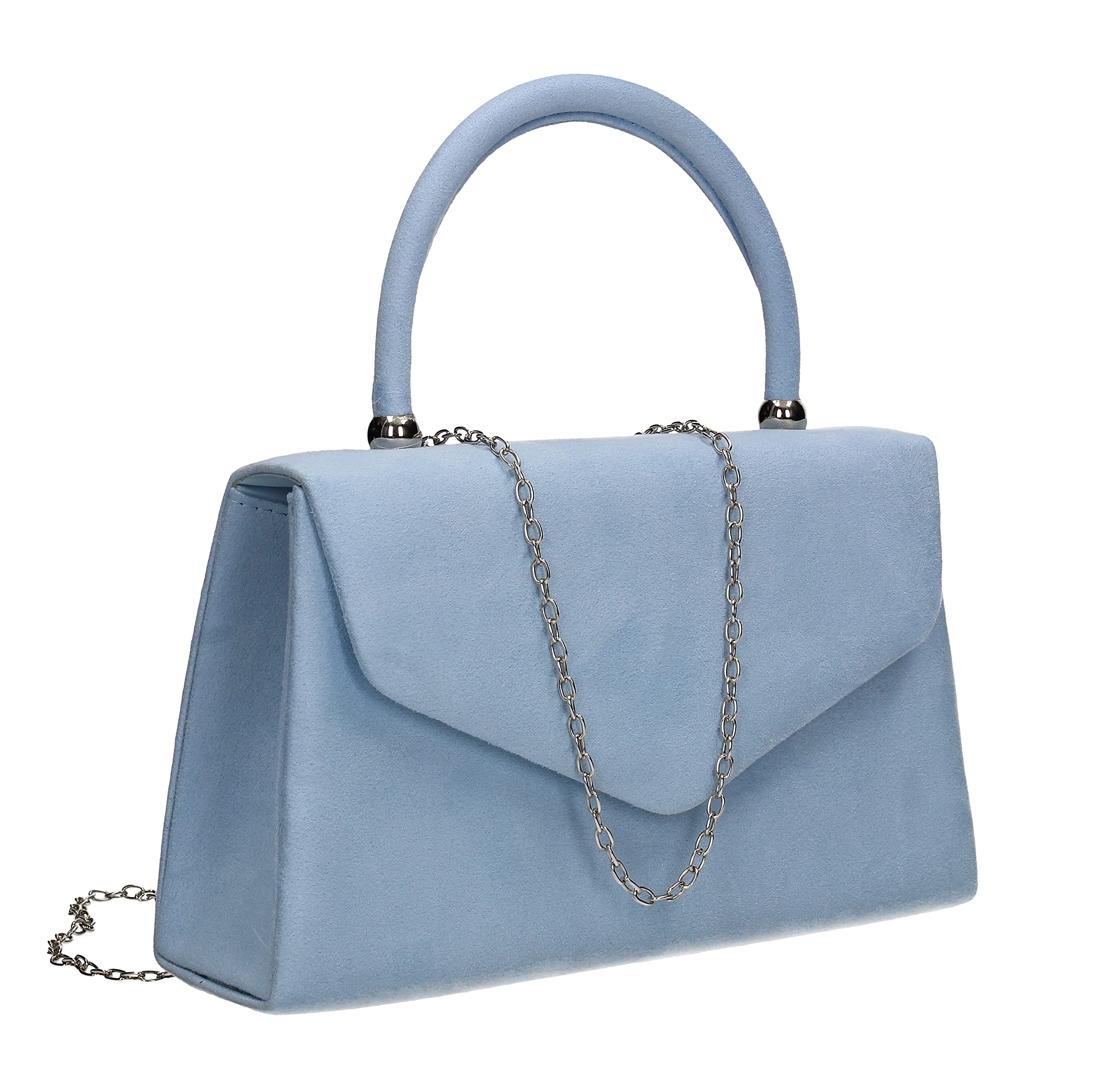 SwankySwans Kendall Faux Suede Envelope Womens Party Prom Wedding Clutch Bag Serenity