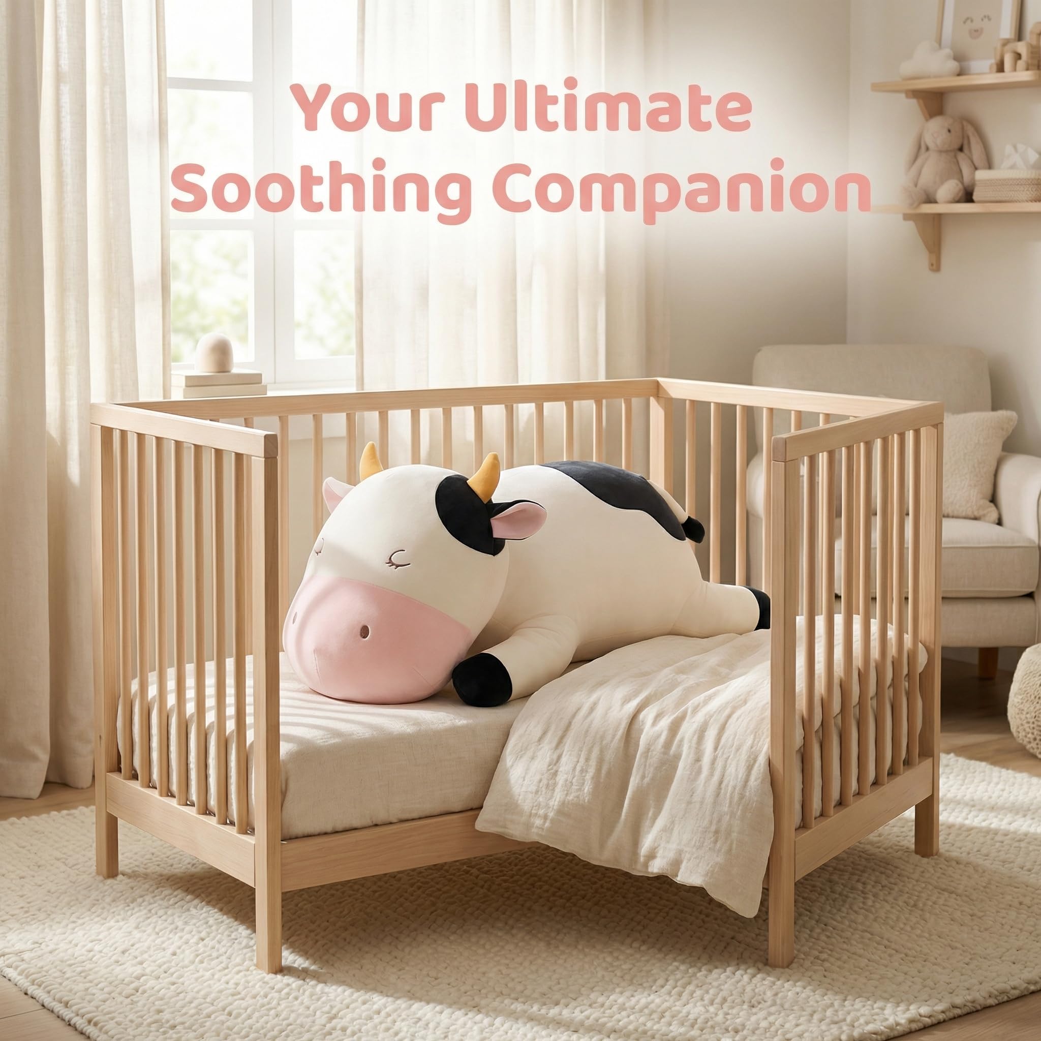 GAGAKU - Peluche di mucca da latte pesante, peluche di mucca da latte pesante per l'ansia, dolce peluche cuscino giocattolo regalo per bambini e adulti 66 cm