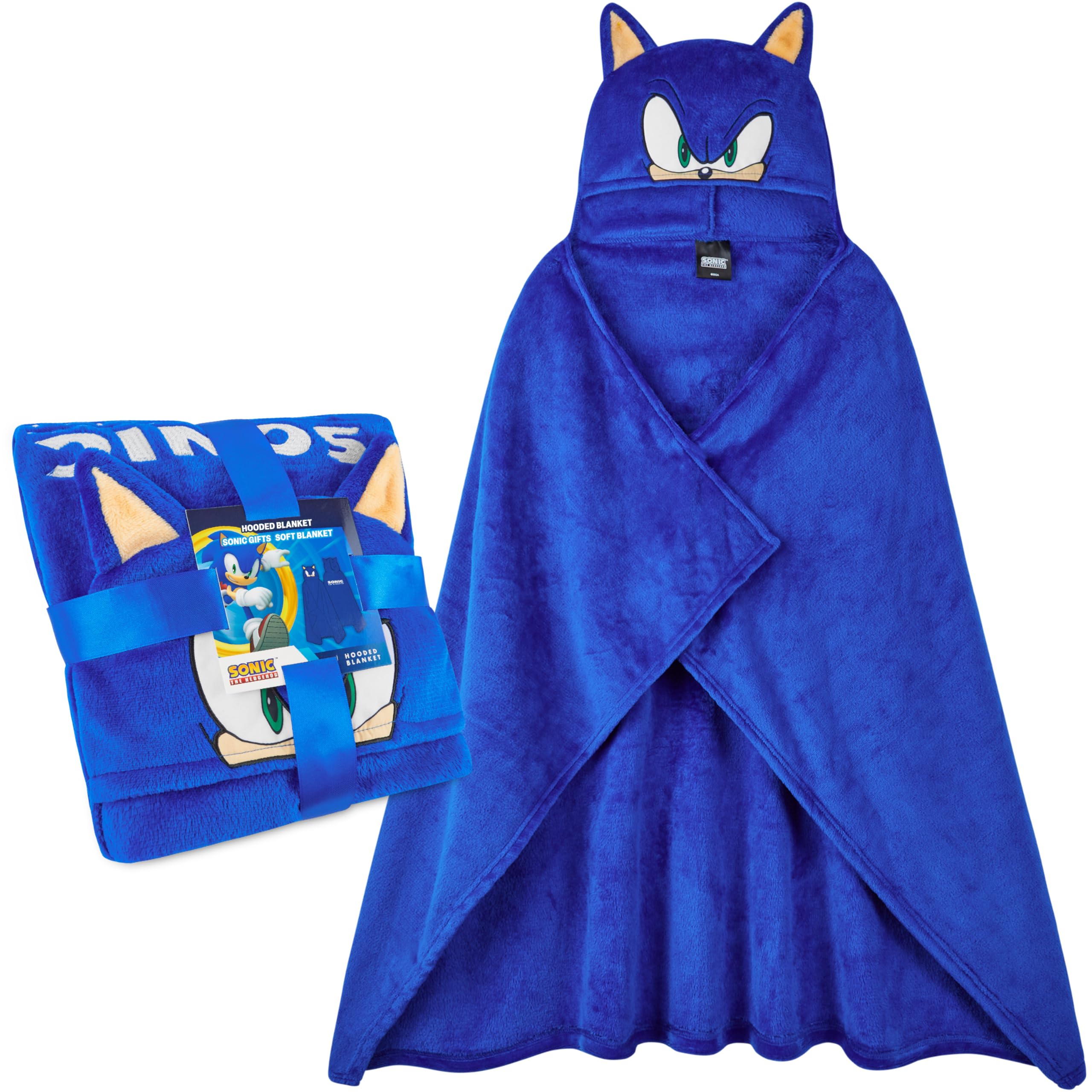 Get Trend Sonic the Hedgehog 3D Wearable Blanket for Kids, Soft Fleece Hooded Throw Blanket, Warm & Lightweight Oversized Fleece Poncho, Gift for Kids (Blue Sonic)