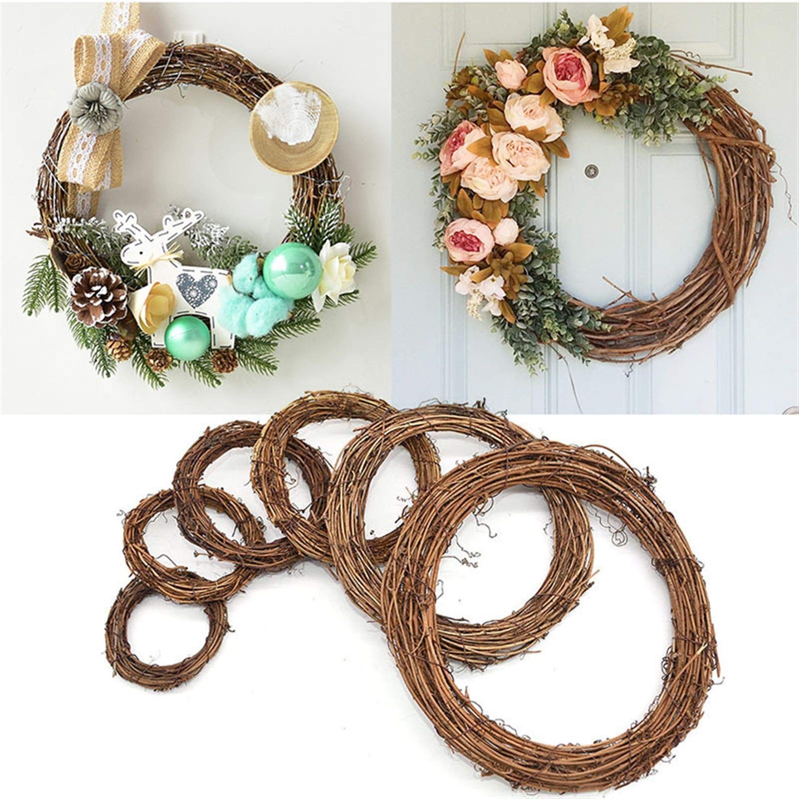 Wieniec bożonarodzeniowy Dekoracje ślubne Wianek Naturalny rattanowy wianek Garland DIY Wystrój rzemieślniczy na drzwi do domu Grand Tree Party Ozdoba, wieniec bożonarodzeniowy