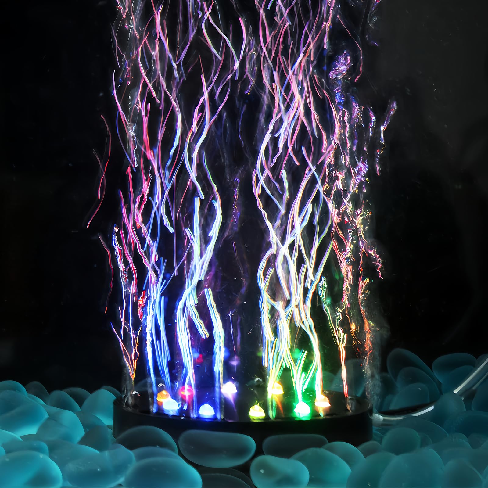 HOSPAOP Aquarium luchtsteen - bruissteen voor aquarium met RGB LED, uitstroomer aquarium bruiswaterkit High diffuser voor aquarium vis tank opgeloste zuurstof en decoratie, 125 mm