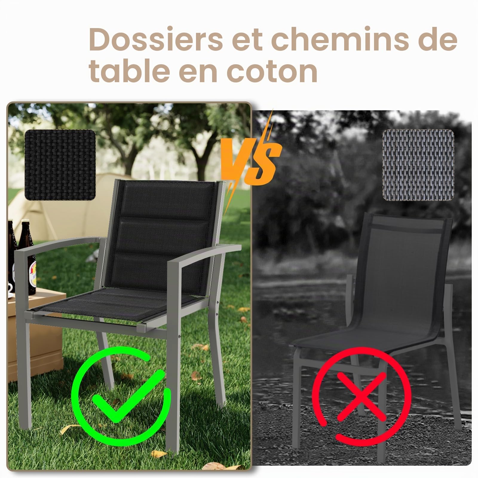 Devoko Chaises De Jardin Set De 6, Chaise De Salle À Manger Empilable en Aluminium, Fauteuil Jardin, Piscine, Terrasse, Salle À Manger, Meubles d'extérieu, Gris Clair